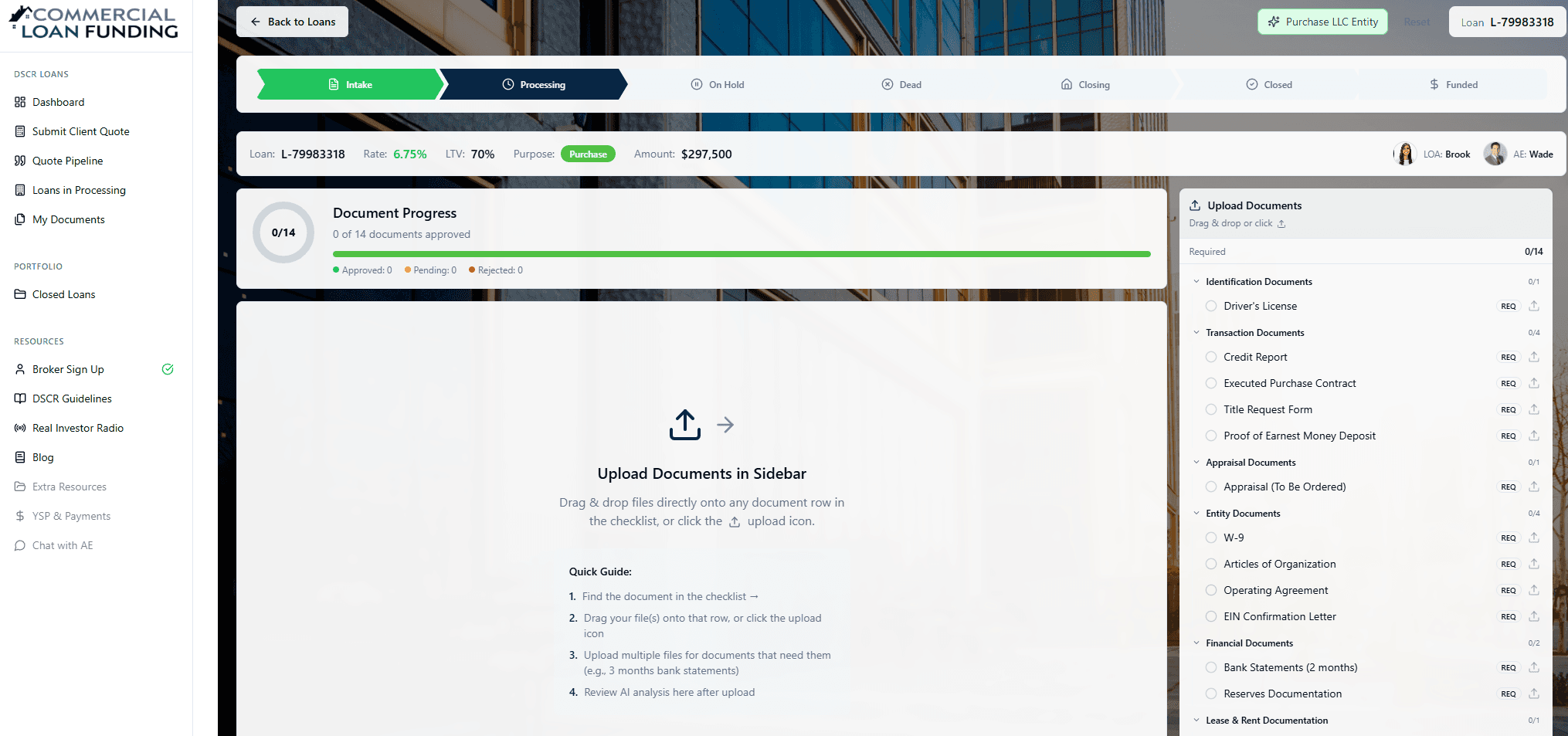 Portal preview — Document tracking