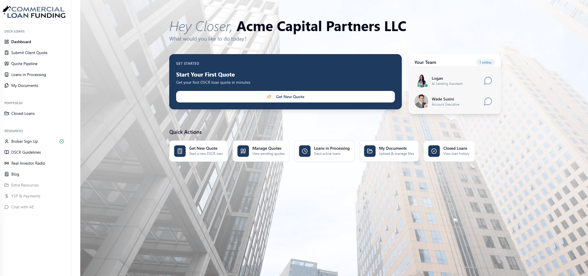 Portal preview — Broker dashboard